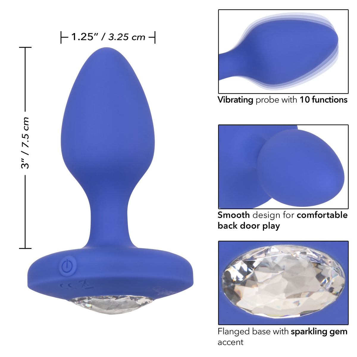 Cheeky Gems Collection Medium 3.5 Inches Silicone Butt Plug with Interchangeable Gems > Anal Range > Jewel Butt Plugs