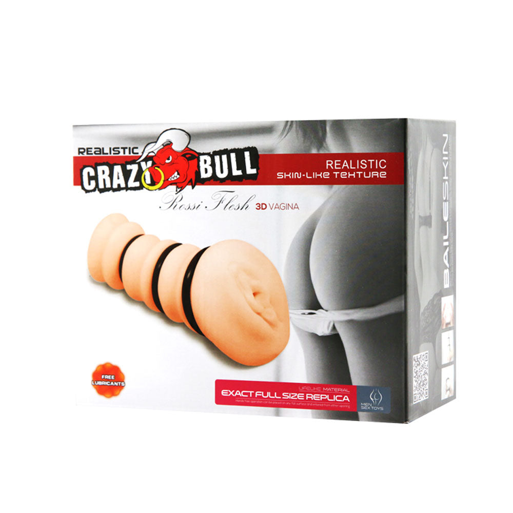 Crazy Bull Rossi Vagina Stroker with Tightening Rings for Enhanced Pleasure Beige Strokers - Manual