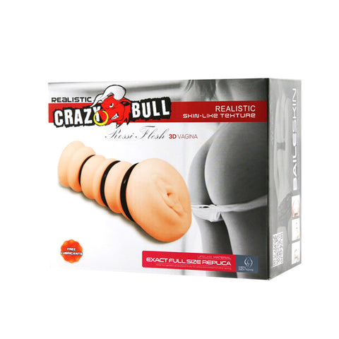 Crazy Bull Rossi Vagina Stroker with Tightening Rings for Enhanced Pleasure Beige Strokers - Manual