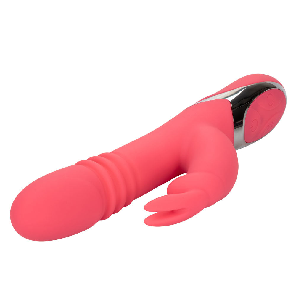 Enchanted Exciter Pink Silicone Waterproof Vibrator with 4 Shaft Rotation, 4 Thrusting Functions > Vibrators > Ladies > Rabbit