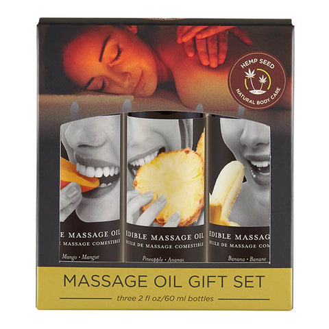 Edible Tropical Massage Oil Trio 3 x 59ml - Mango Pineapple Banana Default Title > Essentials > Massage Oil