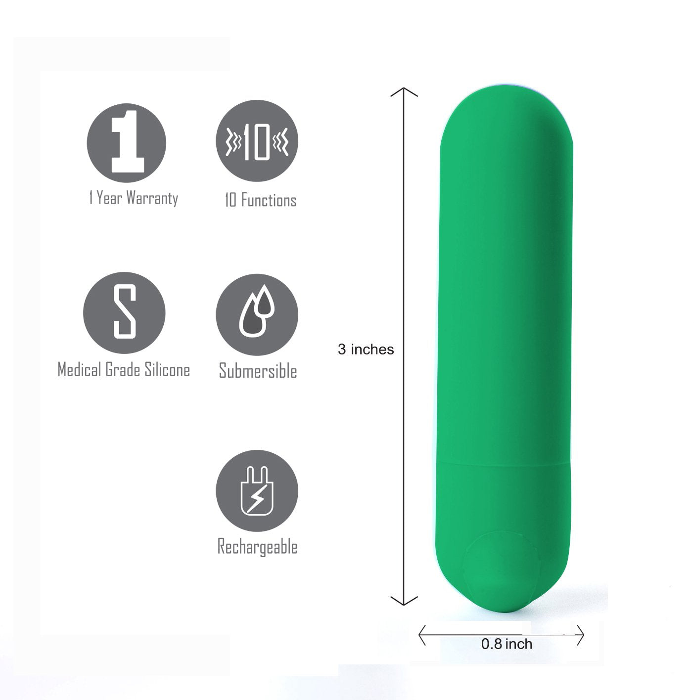 Maia Jessi (Emerald) – USB Rechargeable Bullet Vibrator 7.6 cm Secondary image