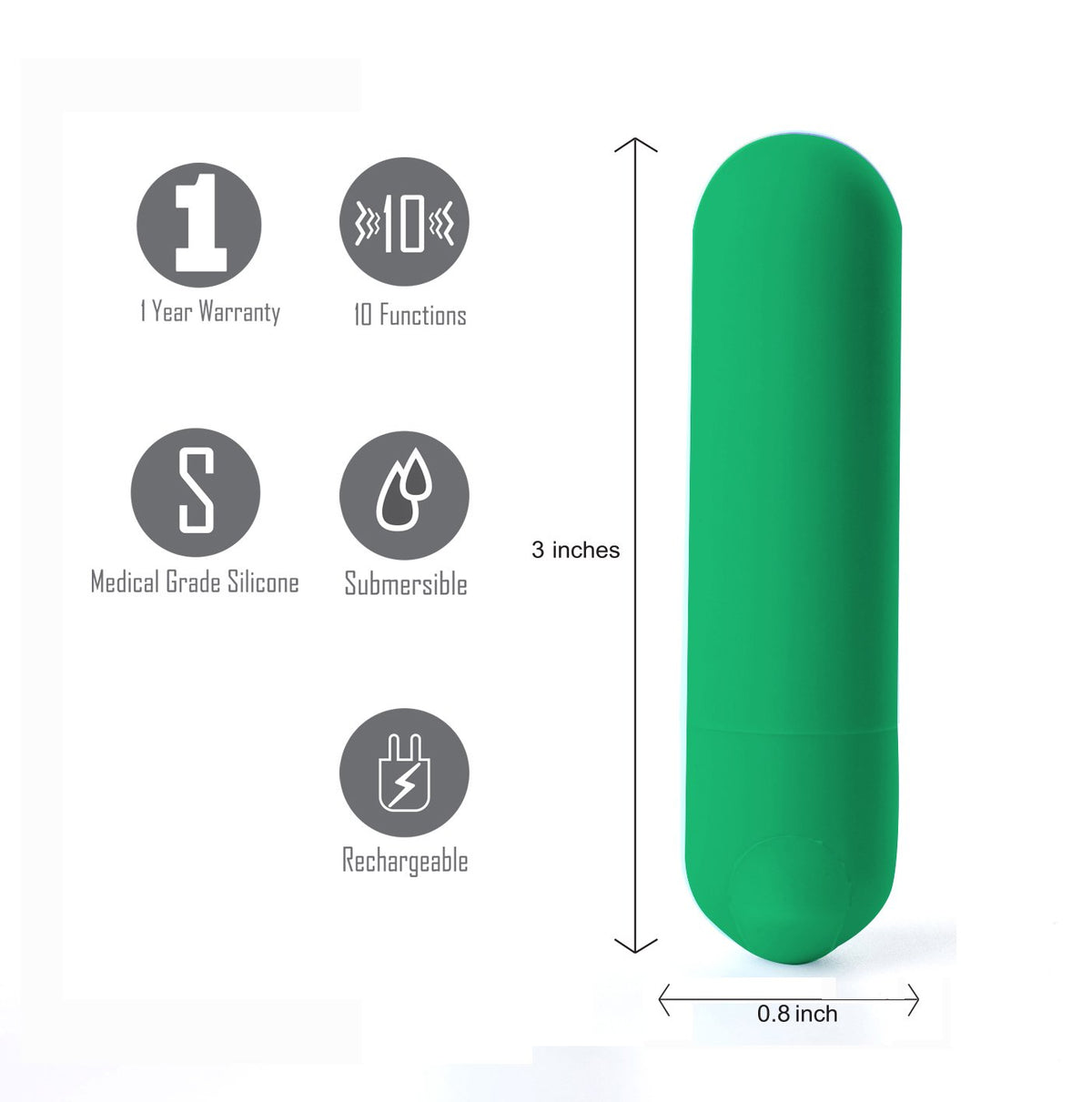 Maia Jessi (Emerald) – USB Rechargeable Bullet Vibrator 7.6 cm > Vibrators > Mini Vibrators
