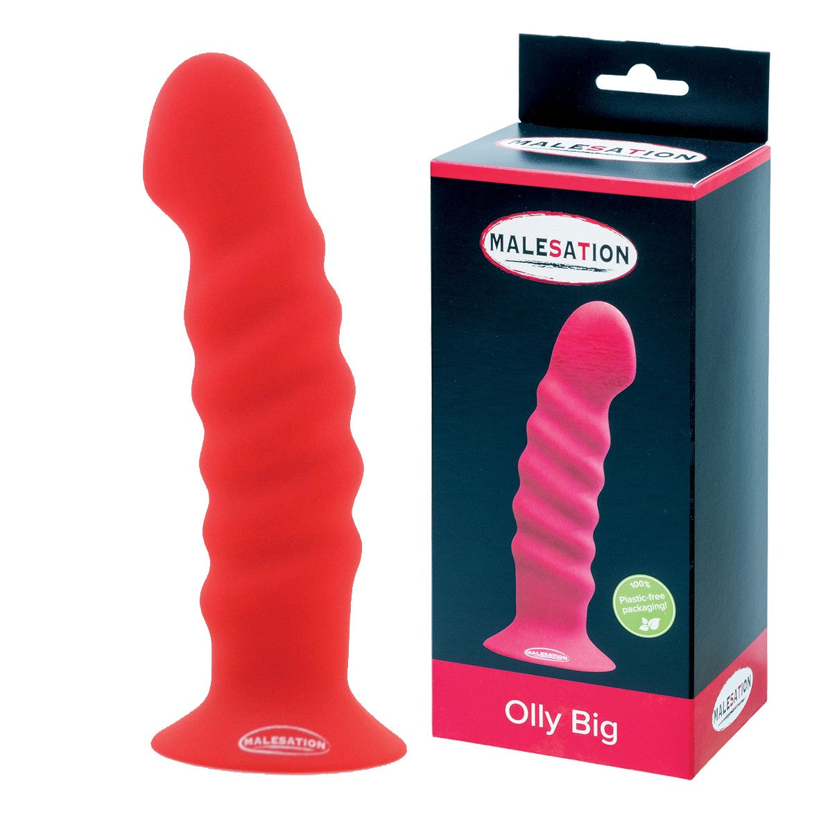 Malesation Olly Dildo Large Red Silicone with Suction Cup 19.7 cm Length DONGS