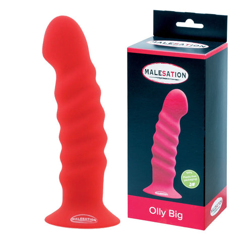 Malesation Olly Dildo Large Red Silicone with Suction Cup 19.7 cm Length DONGS