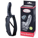 Malesation Young Boyfriend Black PVC Hollow Penis Prosthesis 7 Inch with Adjustable Straps Up to 120 cm > Dildos > Hollow Strap Ons