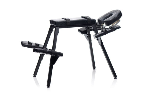 Master Series Obedience Extreme Sex Bench with Restraint Straps in Black PU Leather, 27 Inch Height, 50 Inch Width Sex Furniture