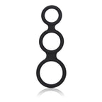 Maximizer Enhancer Triple Silicone Ring Set Black with 2 Inch Base, 1.5 Inch Scrotum, and 1.25 Inch Shaft Rings > Cock Ring > Sets