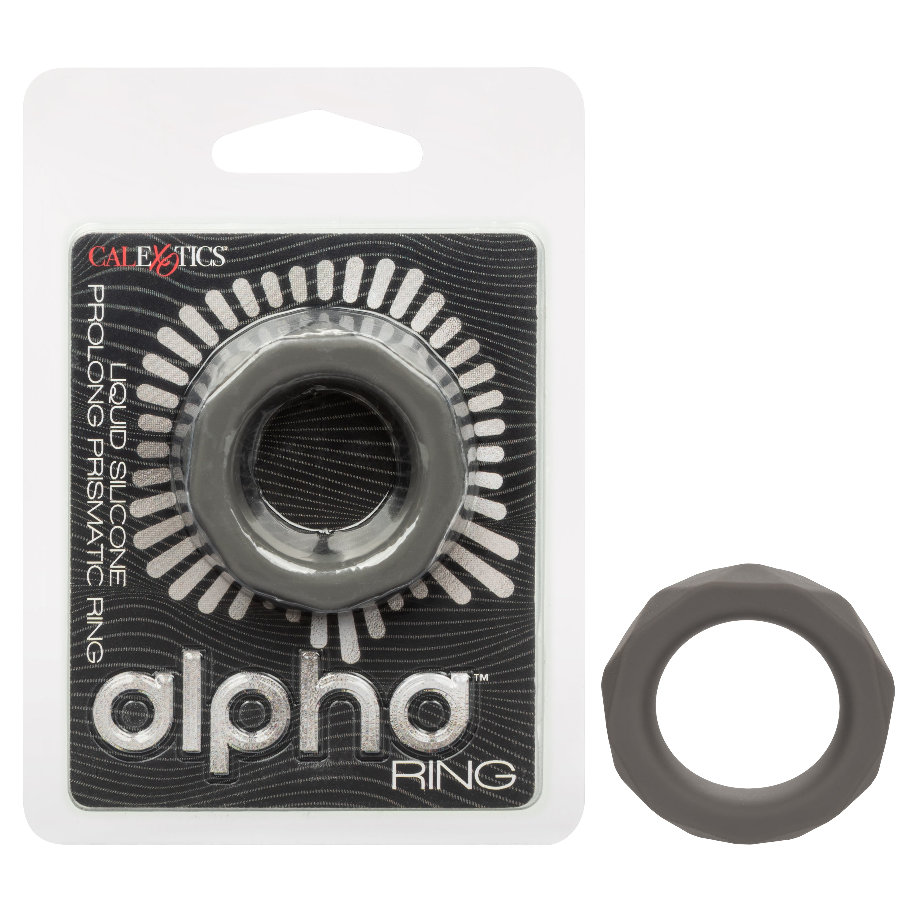 Alpha Liquid Silicone Prolong Prismatic Ring Gray 1 Inch Diameter Stretchy Durable Silicone > Cock Ring > Single