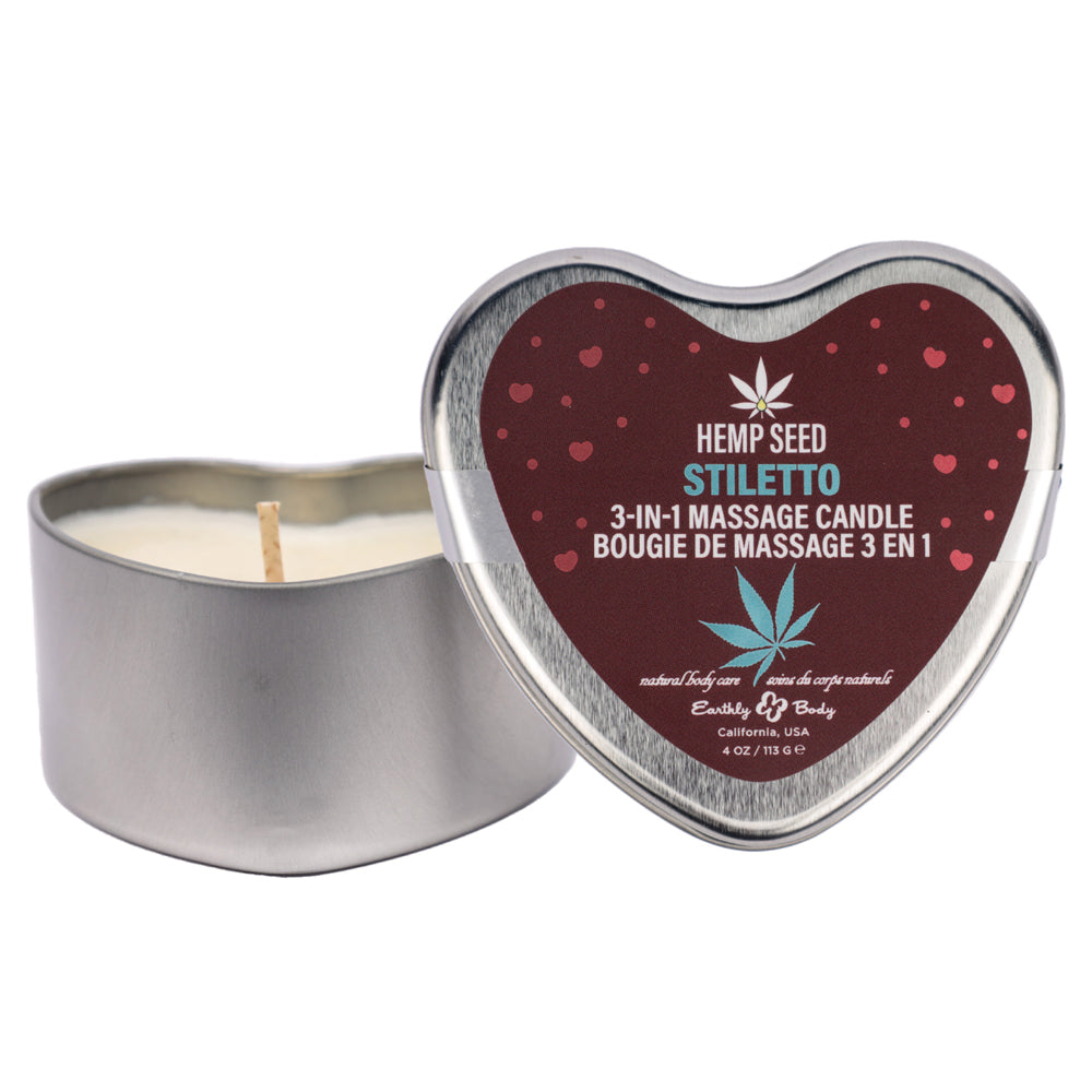 EB Hemp Seed 3 in 1 Massage Heart Candle 113g - Stiletto Scented Massage Oil