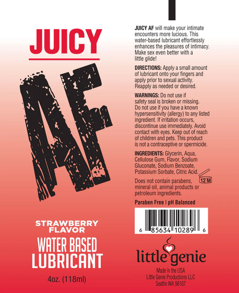 Juicy AF Strawberry Lubricant 60 ml Tube - Water Based Pleasure Flavoured Lube