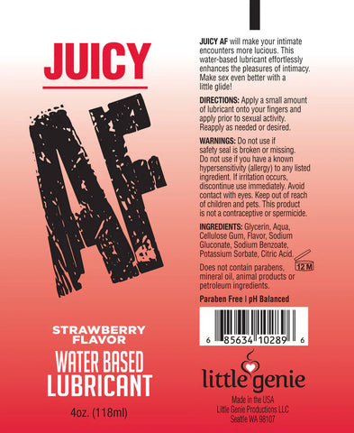 Juicy AF Strawberry Lubricant 60 ml Tube - Water Based Pleasure Flavoured Lube