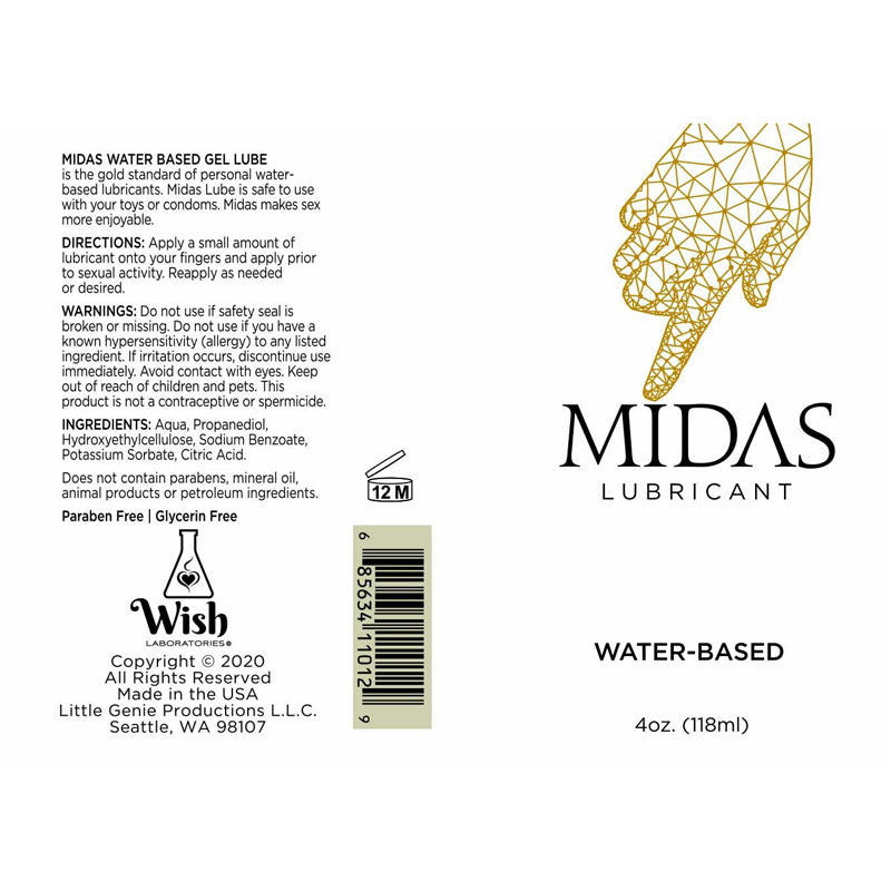 Midas Water Based Lubricant 118ml Bottle Smooth Intimate Gel Secondary image