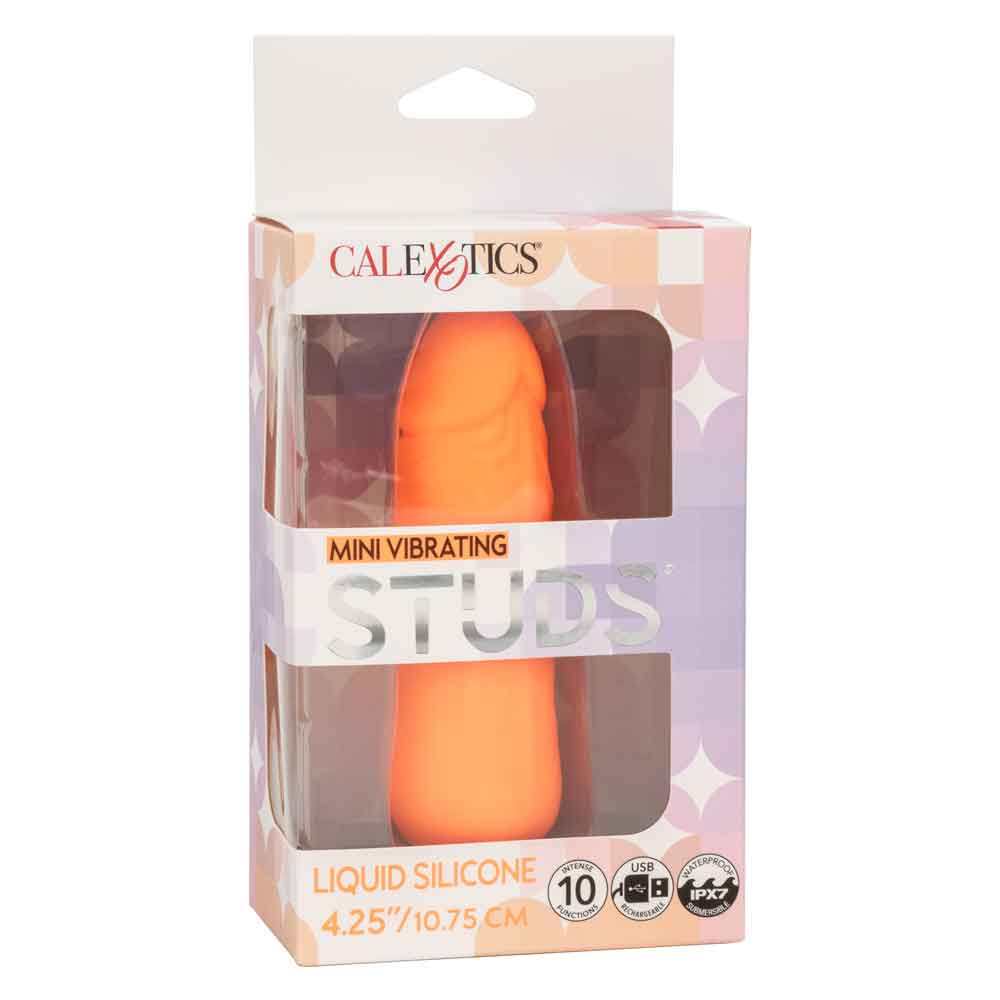 Mini Vibrating Studs 4.25"/10.75cm Liquid Silicone Vibrator Orange Secondary image