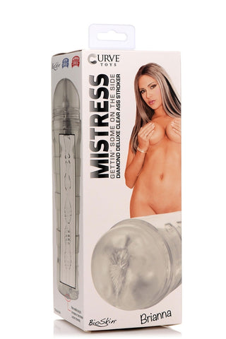 Mistress Brianna Diamond Deluxe Clear Ass Stroker with Storage Case and Controlled Suction 8 Inch Transparent Silicone Sleeve Strokers - Celebrity