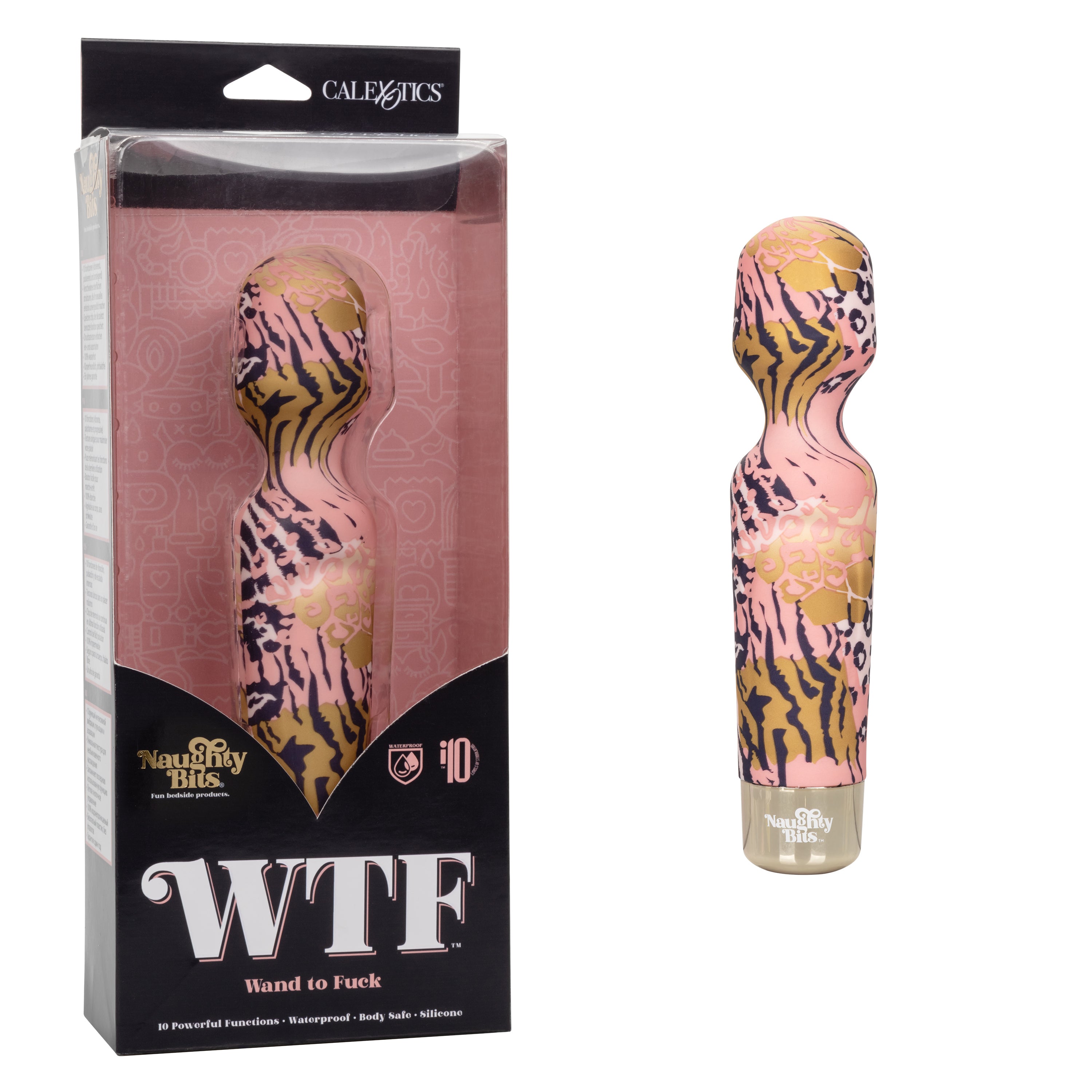 Naughty Bits WTF Wand to Fuck Pink and Gold Flexible Silicone Personal Massager - Waterproof > Sex Toys > Mini Massagers