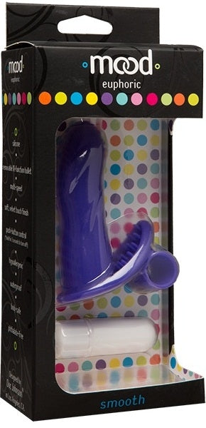 Mood Euphoric Smooth Silicone Finger Sleeve with 10-Function Bullet Vibrator Purple Default Title