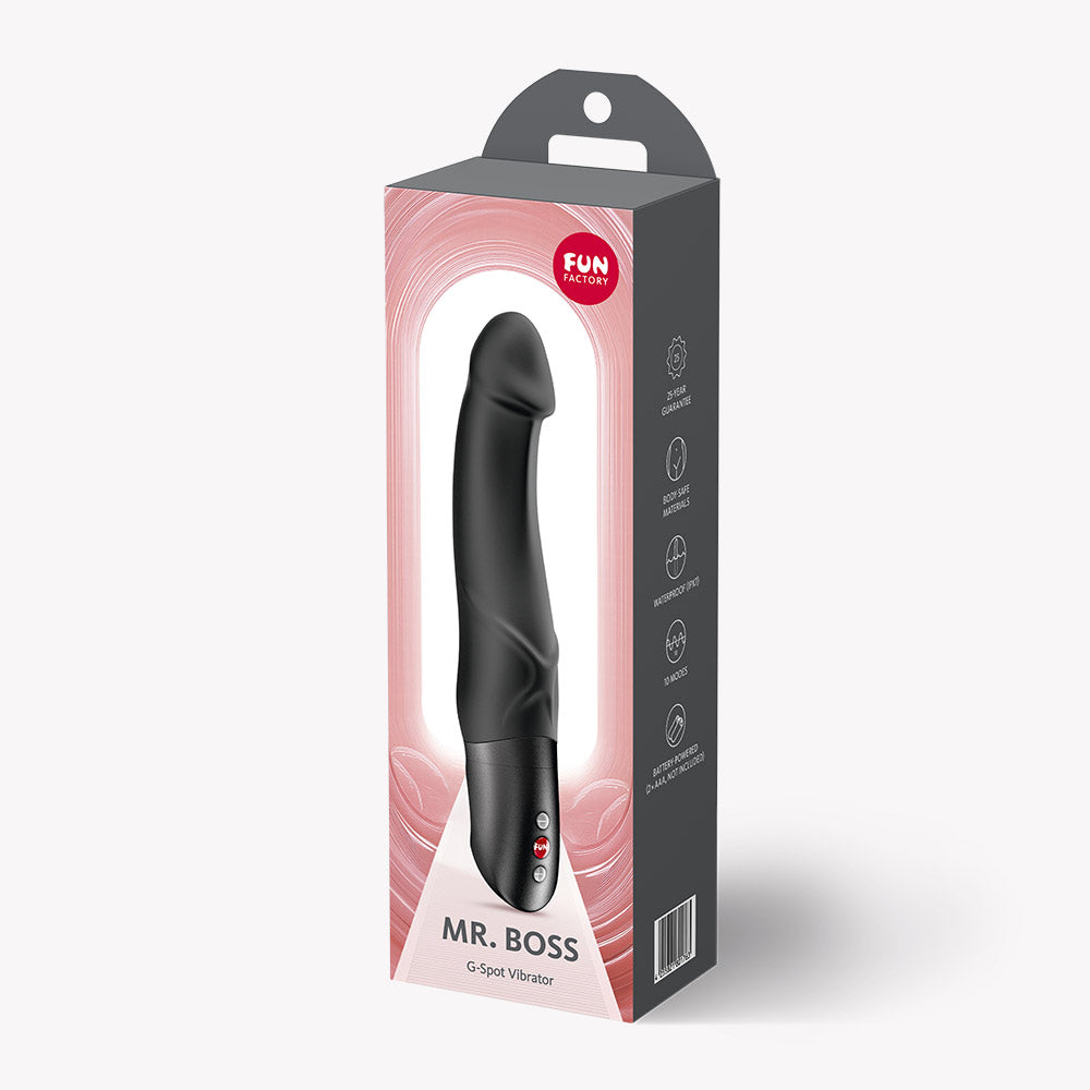 Fun Factory Mr. Boss – 21 cm Curved Silicone G-Spot Vibrator Black > Vibrators > G-Spot