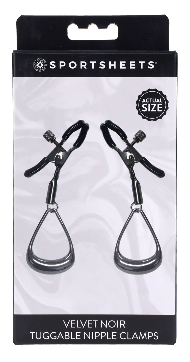 Sportsheets Velvet Noir Tuggable Nipple Clamps with Gunmetal Finish and Adjustable Restraints Nipple Stimulators