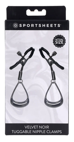 Sportsheets Velvet Noir Tuggable Nipple Clamps with Gunmetal Finish and Adjustable Restraints Nipple Stimulators