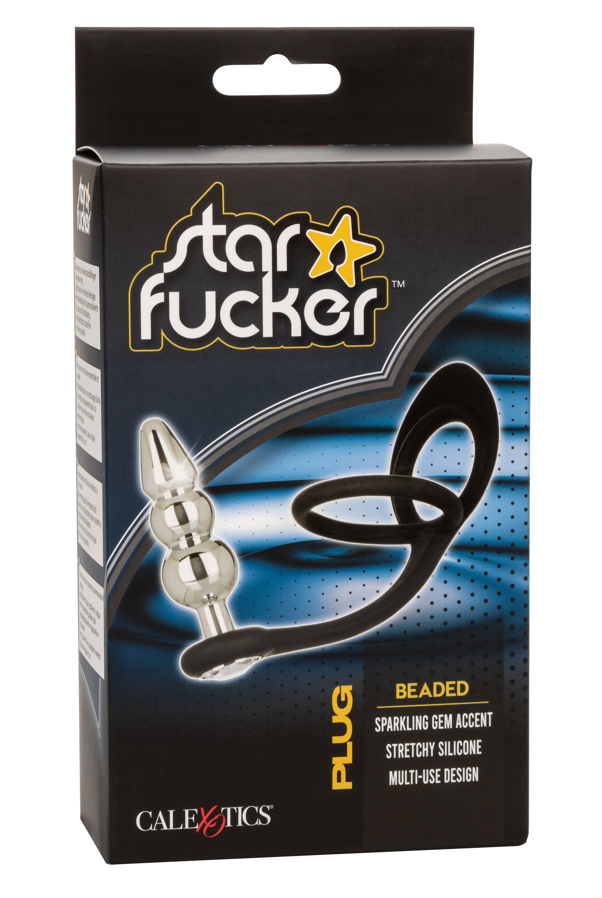 Star Fucker Beaded Plug With Stretchy Black Silicone Dual Enhancer and Silver Metal Probe > Anal Range > Prostate Plugs