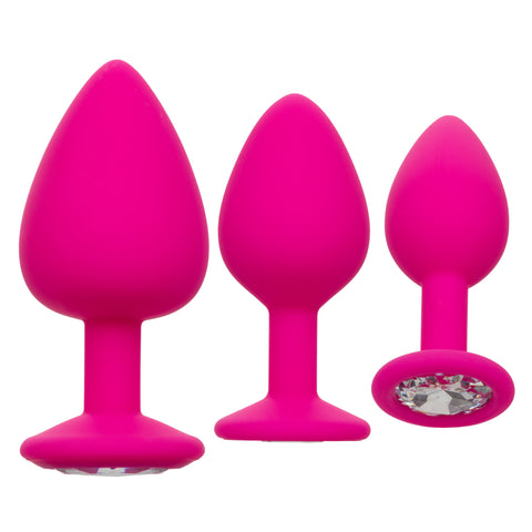 Cheeky Gems Pink Anal Training Kit with 3 Graduated Silicone Plugs and Gem Base > Anal Range > Butt Plug Kits
