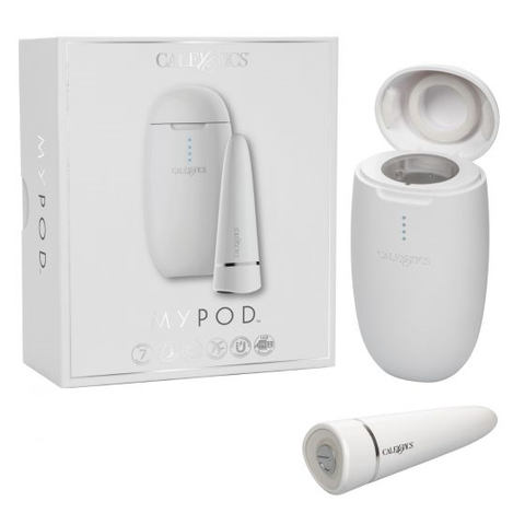My Pod White Wireless Rechargeable Massager with UV Sanitizing Charging Case and 7 Vibration Modes Vibrators