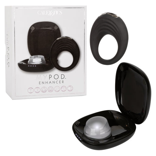 My Pod™ Enhancer Black Silicone Wireless Charging Cock Ring with UV Sanitizing Case and 7 Vibration Modes Cock Rings Vibrating