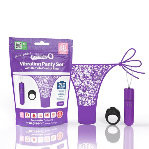 My Secret Screaming O 4T Panty Vibe Grape with Remote Control and Lace Side-Tie Panty BULLETS
