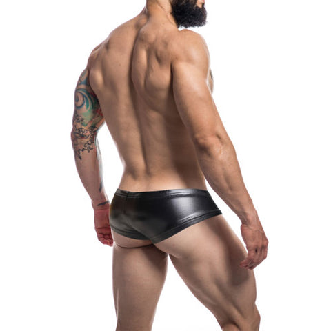 Cut 4 Men Booty Shorts Black Leatherette Size Large Mens Trunks