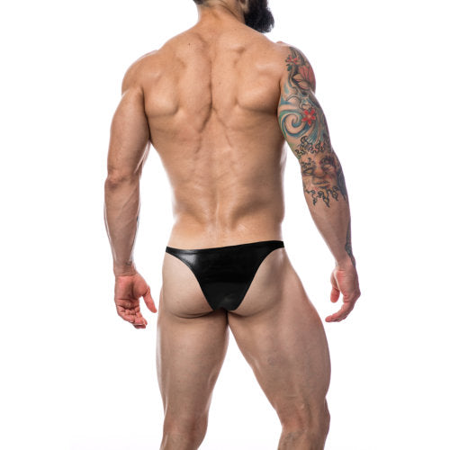 Cut 4 Men Brazilian Brief Black Leatherette Medium Mens Briefs