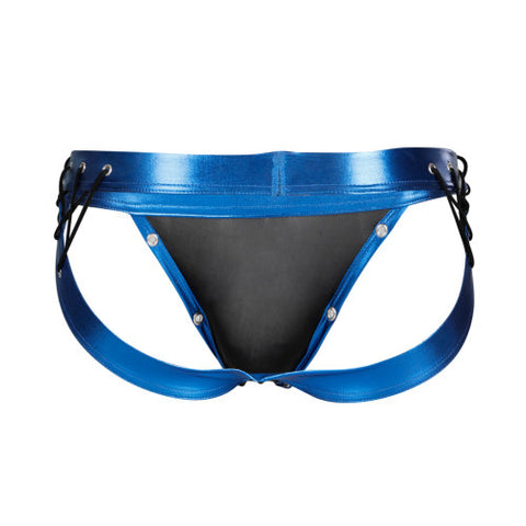 Cut for Men Desire Jockstrap Blue Leatherette Large Jockstraps