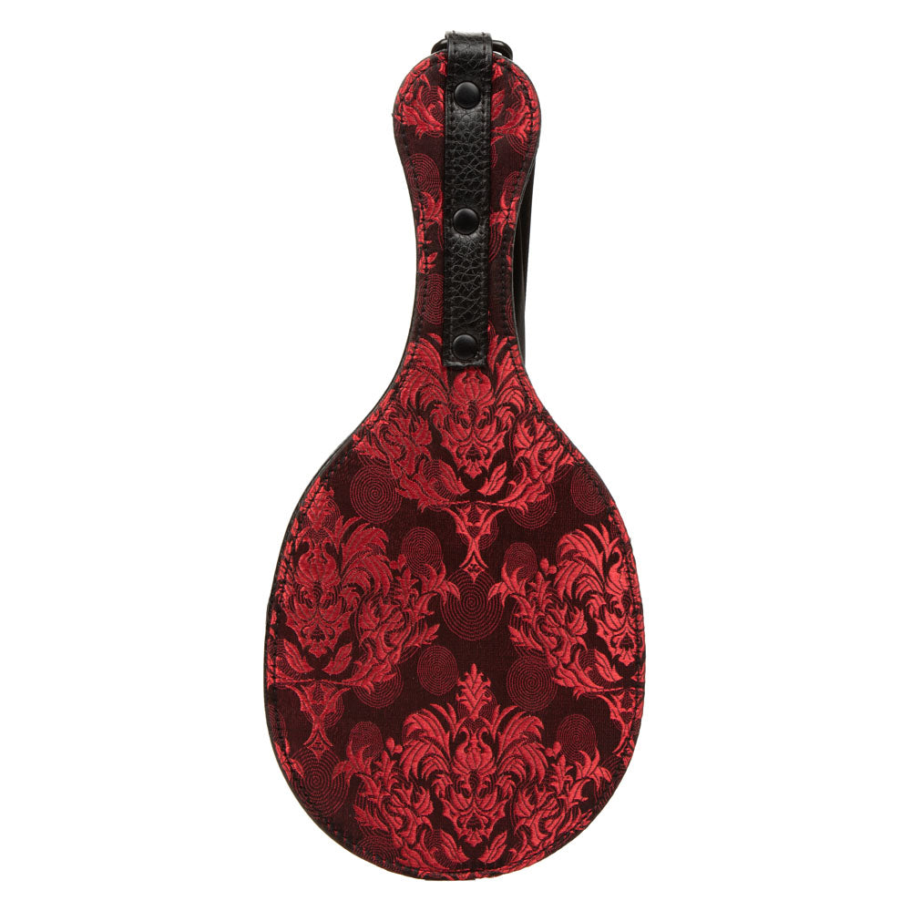 Scandal Round Double Paddle Red and Black Plush Dual Layer Paddle with Leatherette Interior and Brocade Exterior > Bondage Gear > Paddles