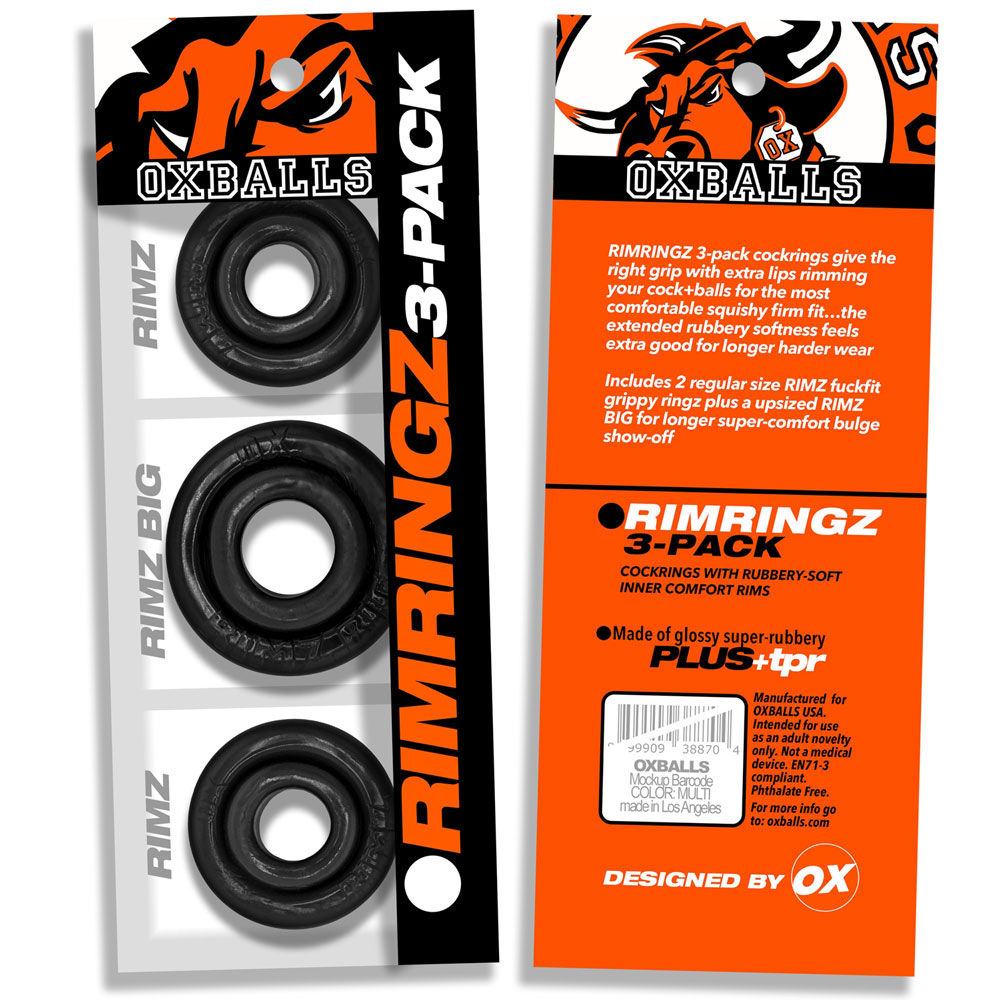 Rimringz Multi Size 3 Pack – Plush Soft Comfort Cockring Set Black > Cock Ring > Sets