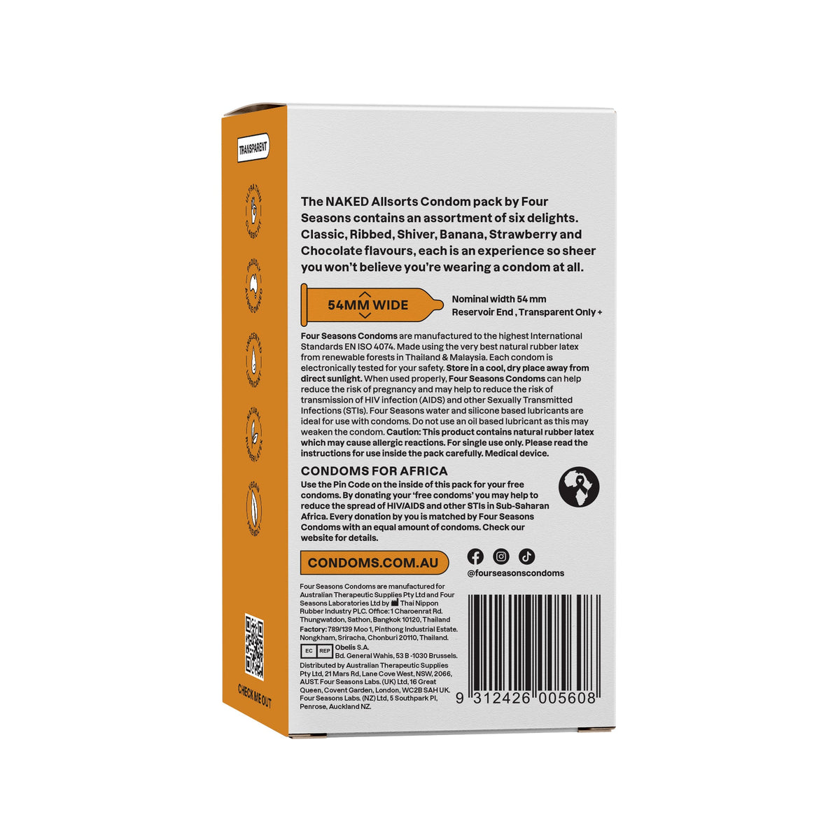 Four Seasons Naked Allsorts Ultra Thin Lubed Condoms 20 Pack > Essentials > Condoms