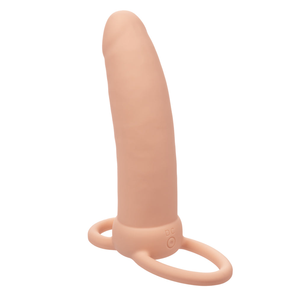 Performance Maxx Thick Dual Penetrator 5 Inch Ivory Liquid Silicone Waterproof Dual Vibrator with Scrotum Ring Rechargeable > Vibrators > Realistic Vibrators