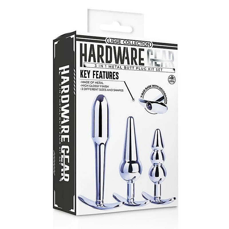 Hardware Gear Metal Butt Plug Kit 3 Pack Mini Metal Butt Plugs > Anal Range > Butt Plug Kits