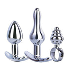 Hardware Gear 3 In 1 Metal Butt Plug Kit Set Chrome - Butt Plugs