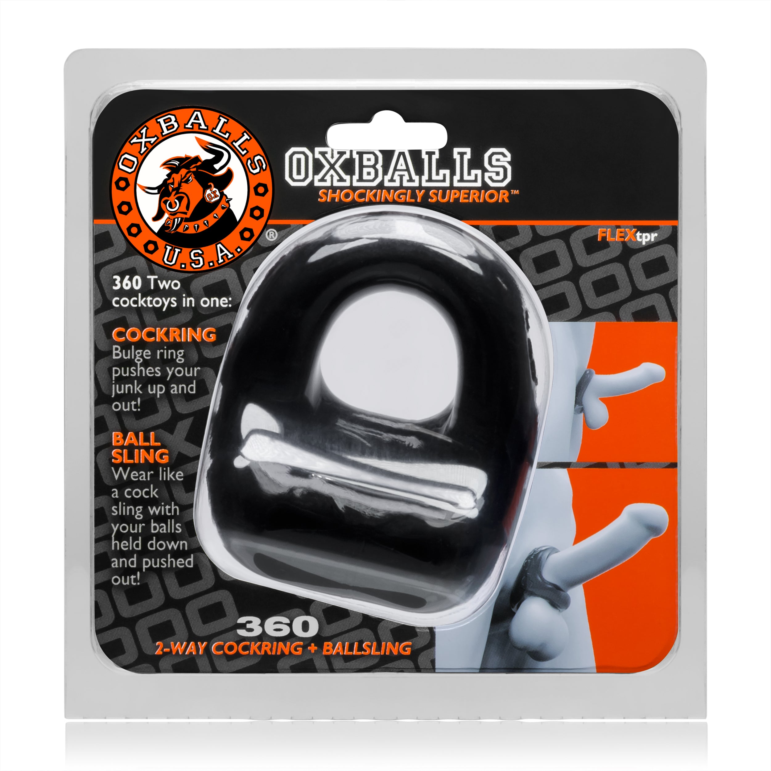 Oxballs 360 Dual Use Cocksling Black – Two-in-One Bulge Enhancer and Ballsling COCK RINGS Sling