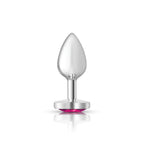 Cheeky Charms Silver Metal Butt Plug with Heart Pink Jewel Small > Anal Range > Jewel Butt Plugs