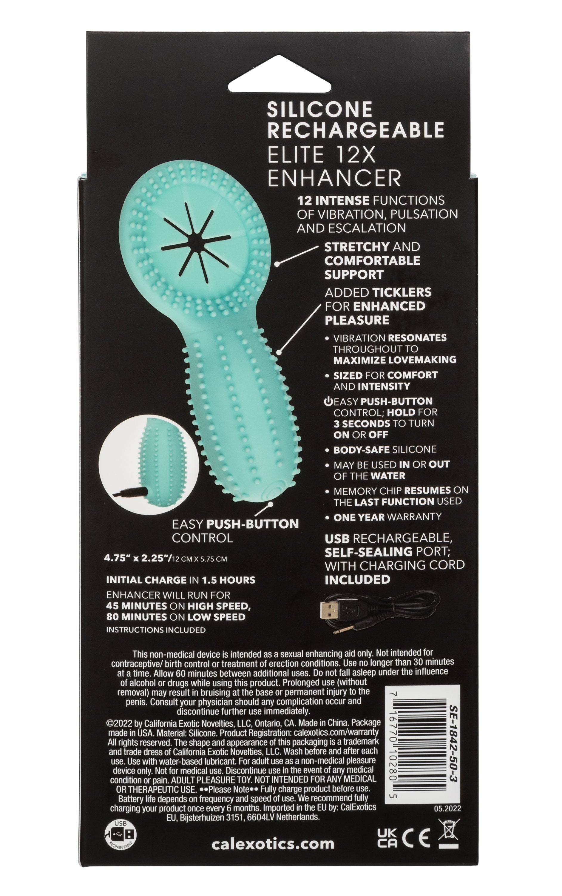 Elite 12X Enhancer – Rechargeable Vibrating Cock Ring with 12 Vibration Settings > Cock Ring > Vibrating