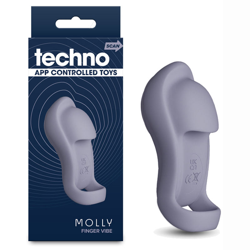 Techno Molly (Grey) – Waterproof USB Rechargeable Finger Stimulator with App Control Grey Finger Stimulator