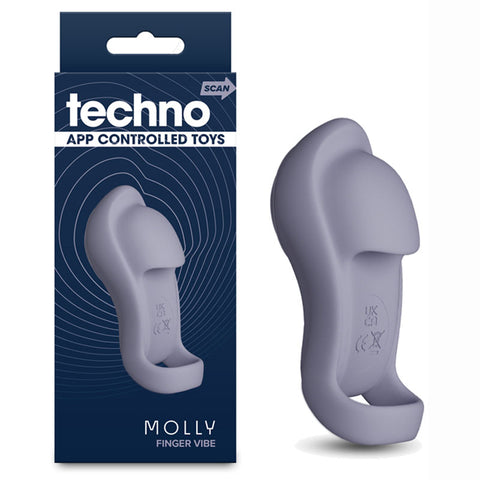 Techno Molly (Grey) – Waterproof USB Rechargeable Finger Stimulator with App Control Grey Finger Stimulator