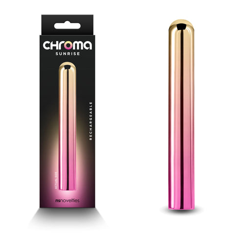 Chroma Sunrise Large 13.8 cm Metallic Pink/Gold USB Vibrator Coloured BULLETS