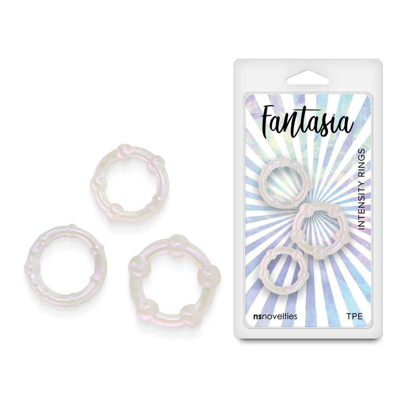 Fantasia - Intensity Rings - Pearl - Pearlescent Beaded Cock Rings - Set of 3 Sizes White COCK RINGS
