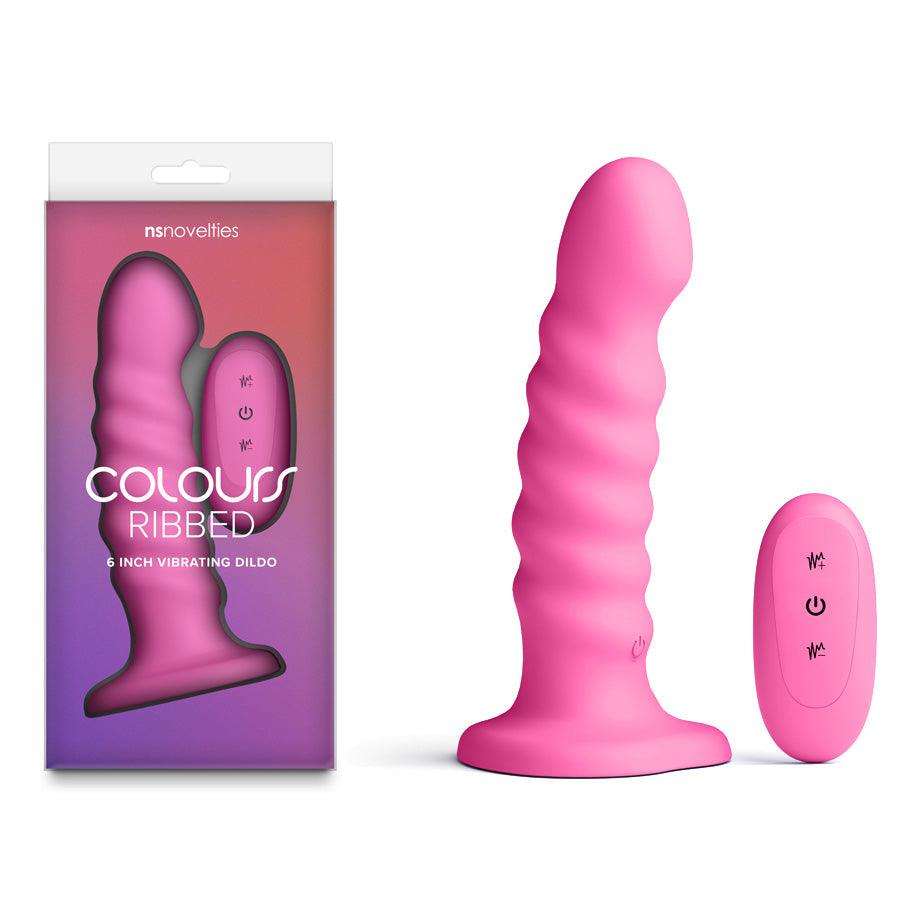 Colours Ribbed – USB Rechargeable Wireless Remote Vibrating Dildo 6 Inch Pink > Dildos > Neutral Dildos