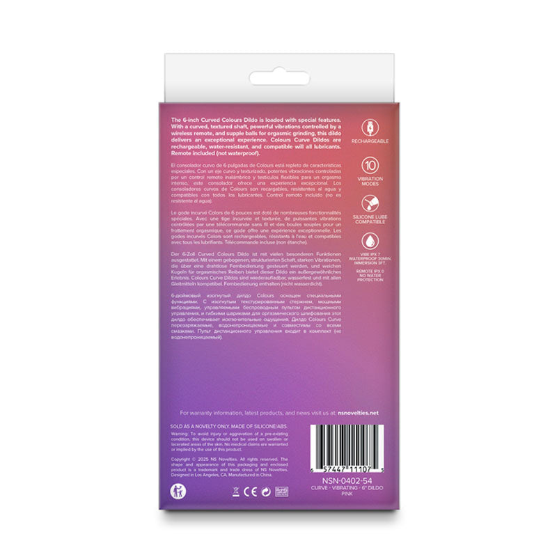 Colours Curve (USB Rechargeable) – Wireless Remote-Controlled Vibrating 6 Inch Dildo with Textured Shaft and Supple Balls > Vibrators > Realistic Vibrators