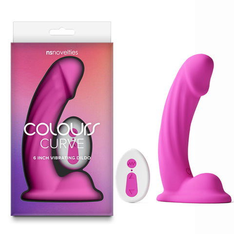 Colours Curve (USB Rechargeable) – Wireless Remote-Controlled Vibrating 6 Inch Dildo with Textured Shaft and Supple Balls Pink DONGS