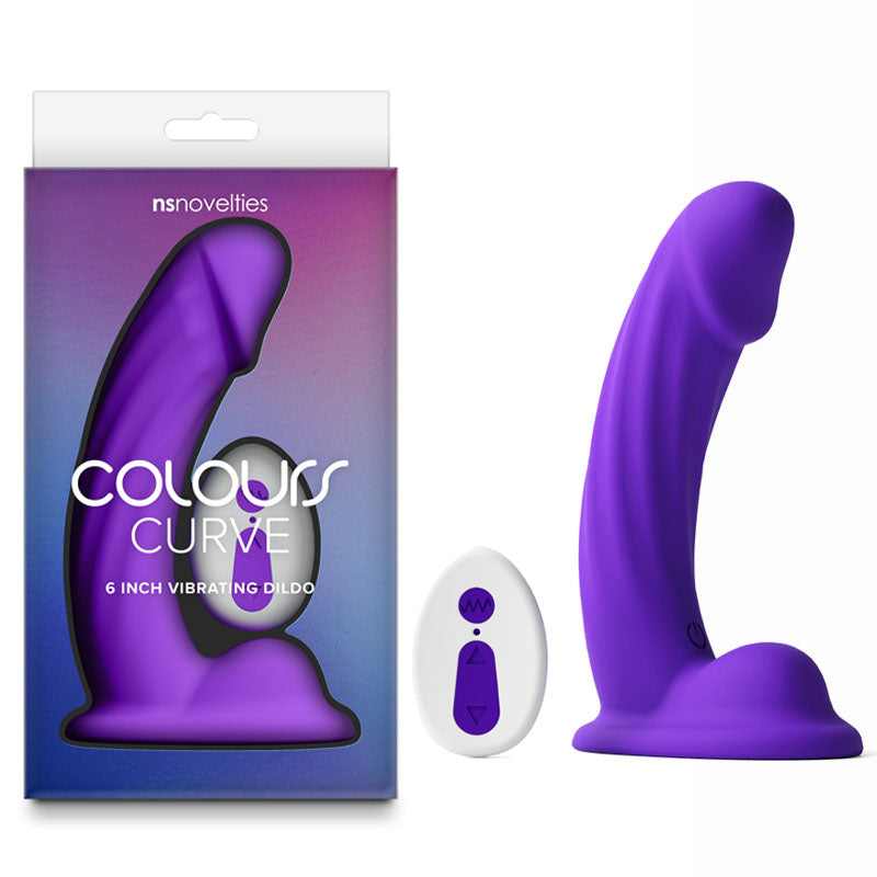 Colours Curve 6 Inch USB Rechargeable Vibrating Dildo with Wireless Remote – Waterproof Vibrating Dildo Purple > Vibrators > Realistic Vibrators Main image