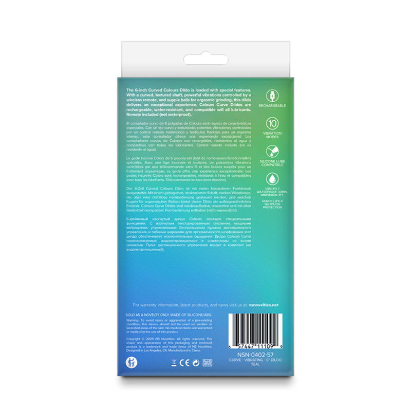 Colours Curve (Teal) – Rechargeable Wireless Remote-Controlled 6-Inch Vibrating Dildo DONGS